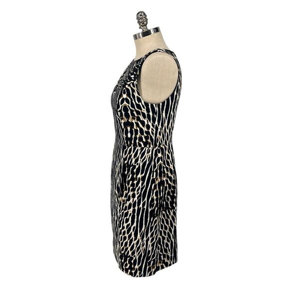 Vince Camuto Animal Zebra Print Sheath Dress Size 12 Career Cotton Spandex Blend - Picture 3 of 9